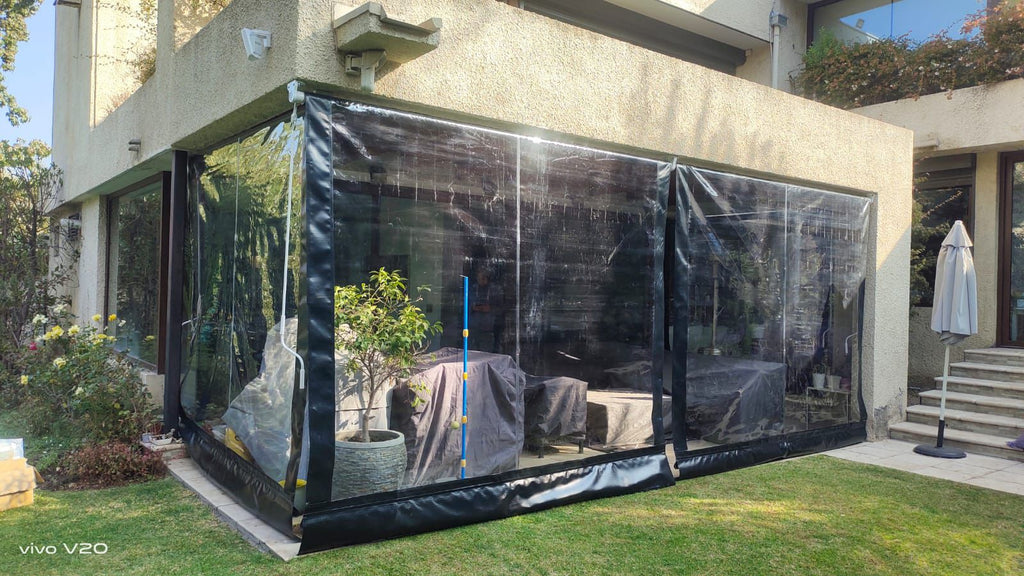 Toldo PVC Medida Estándar Protección Total contra Lluvia, Viento y Frío